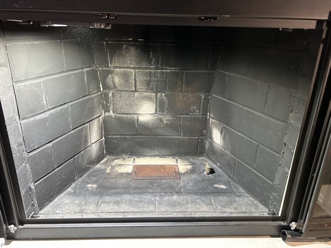 Gas fireplace before service